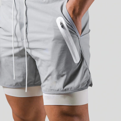 Shorts de running 2-en-1 pour homme avec poches