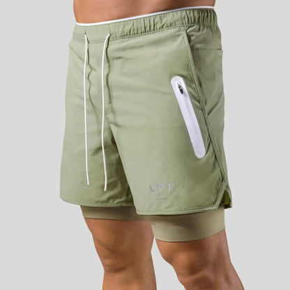 Shorts de running 2-en-1 pour homme avec poches