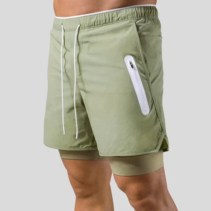 Shorts de running 2-en-1 pour homme avec poches