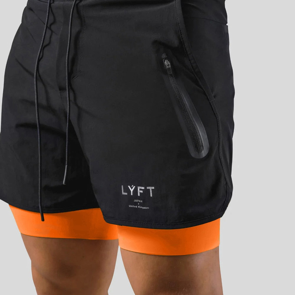 Shorts de running 2-en-1 pour homme avec poches