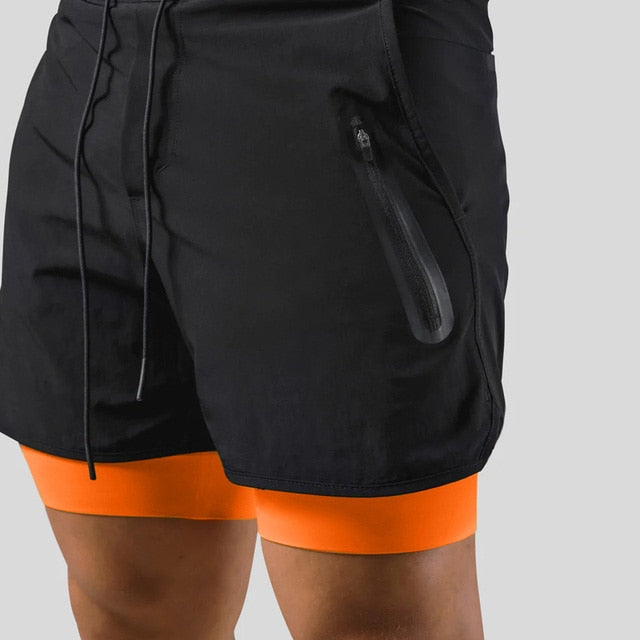 Shorts de running 2-en-1 pour homme avec poches