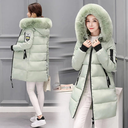 Élégant Manteau d'Hiver Femme Taille Haute Col Fourrure