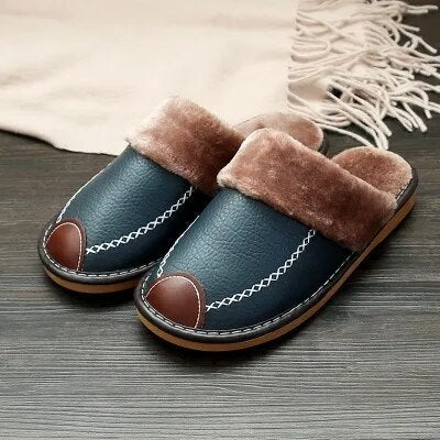 Herren Leder Hausschuhe Warm Winter - IdealeKleiden