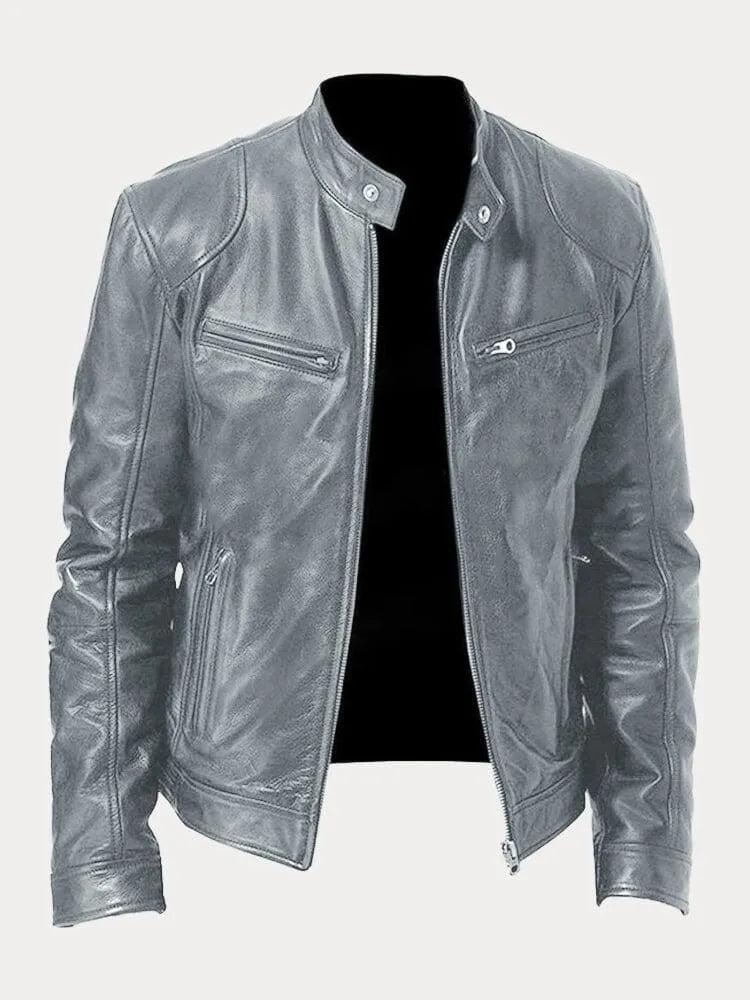 Blouson en cuir homme style motard coupe droite