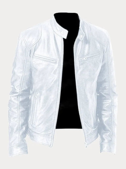 Blouson en cuir homme style motard coupe droite