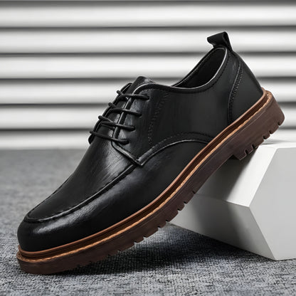 Chaussures en cuir pour hommes marron noir style chunky