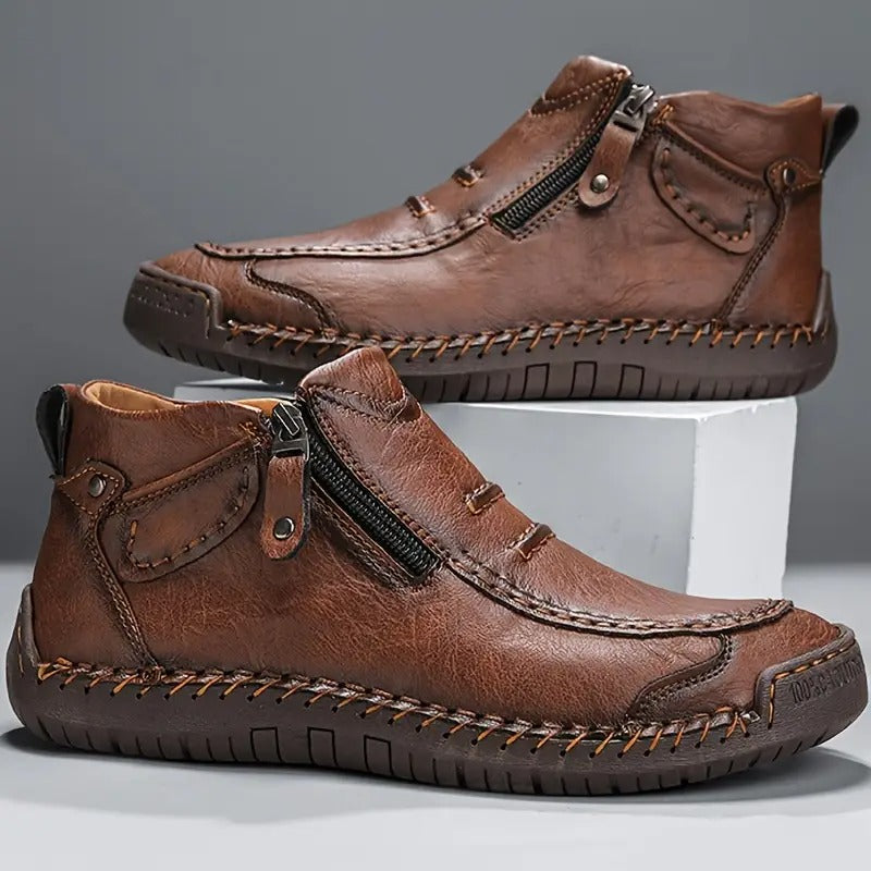 Rutschfeste Lederstiefel Orthopädisch Herren - IdealeKleiden