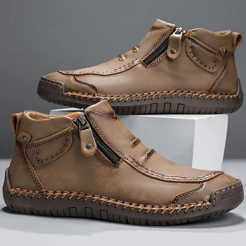 Bottes en cuir antidérapantes orthopédiques pour hommes