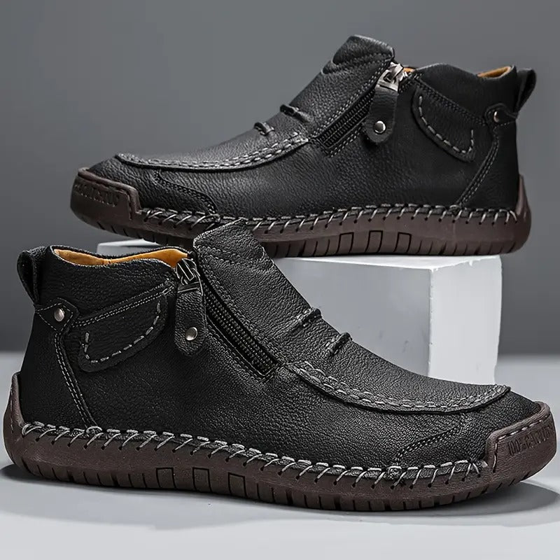 Bottes en cuir antidérapantes orthopédiques pour hommes