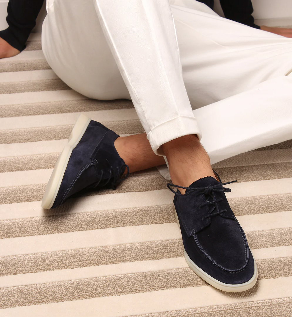 Herren Lederschuhe Rutschfest Schnürlos - IdealeKleiden