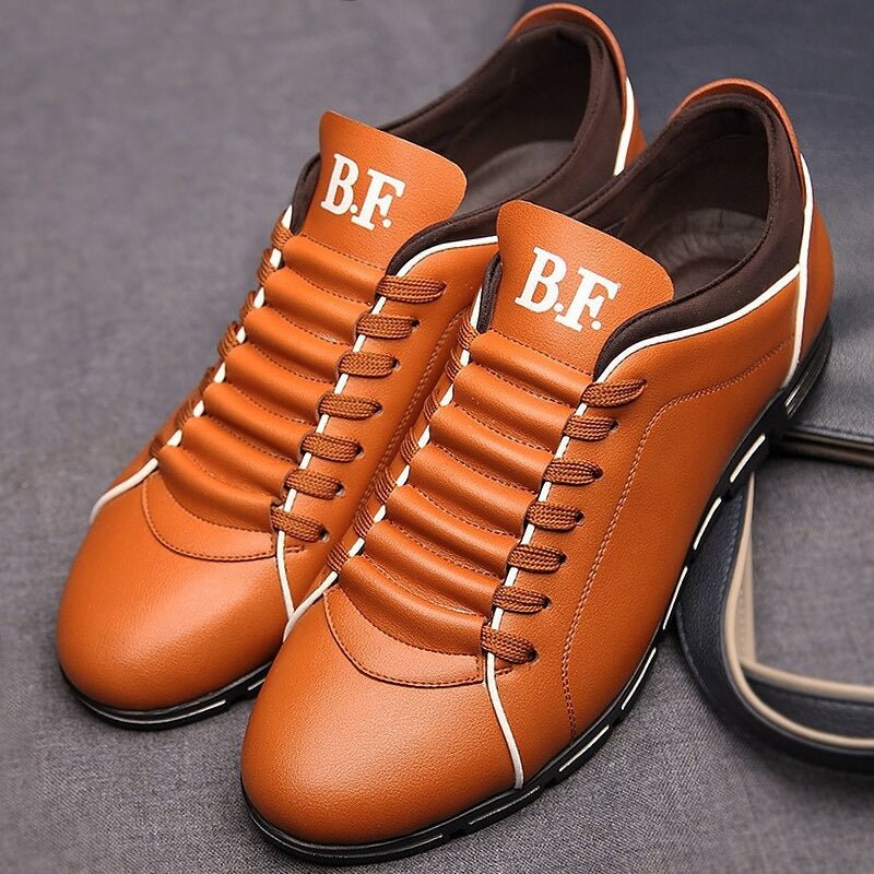 Herren Ledersneaker Bequem Slip-On Schuhe - IdealeKleiden