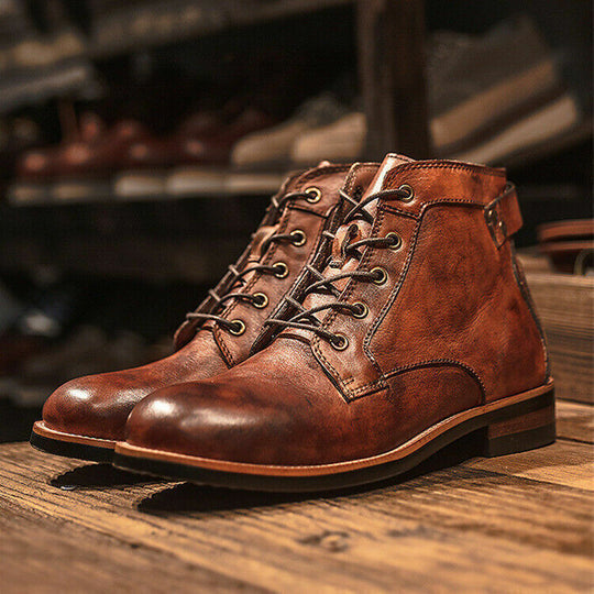 Bottes pour hommes en cuir noir