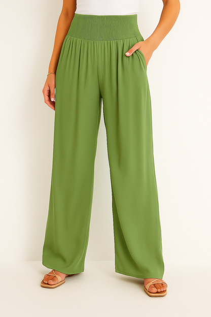 Pantalon d'été taille haute stretch pour femme