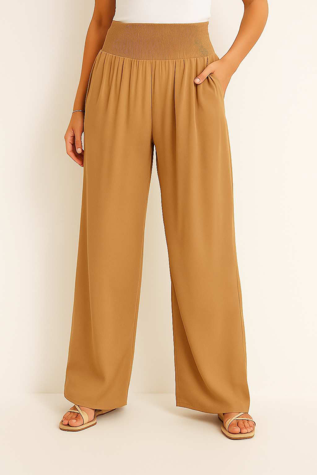 Pantalon d'été taille haute stretch pour femme