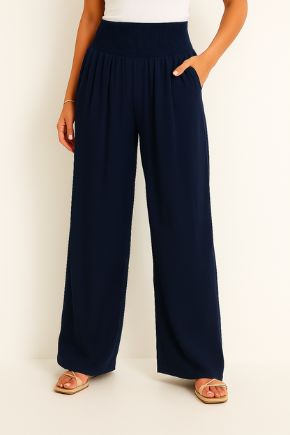 Pantalon d'été taille haute stretch pour femme