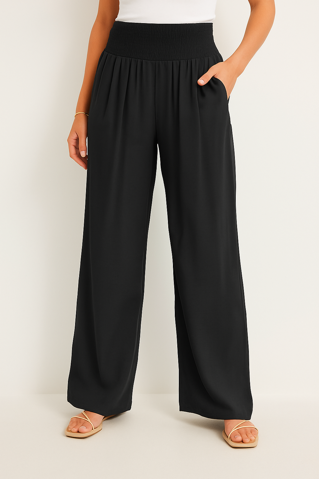 Pantalon d'été taille haute stretch pour femme