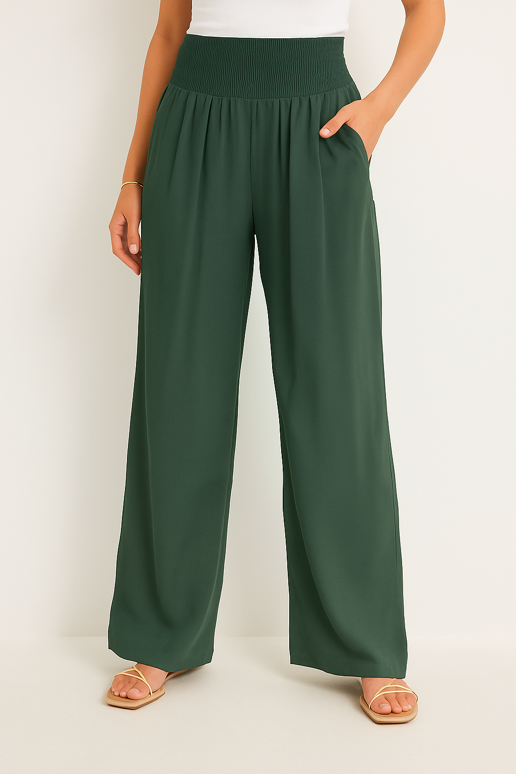 Pantalon d'été taille haute stretch pour femme