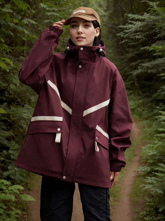 Wasserdichte Damenjacke mit Kapuze Regenjacke - IdealeKleiden