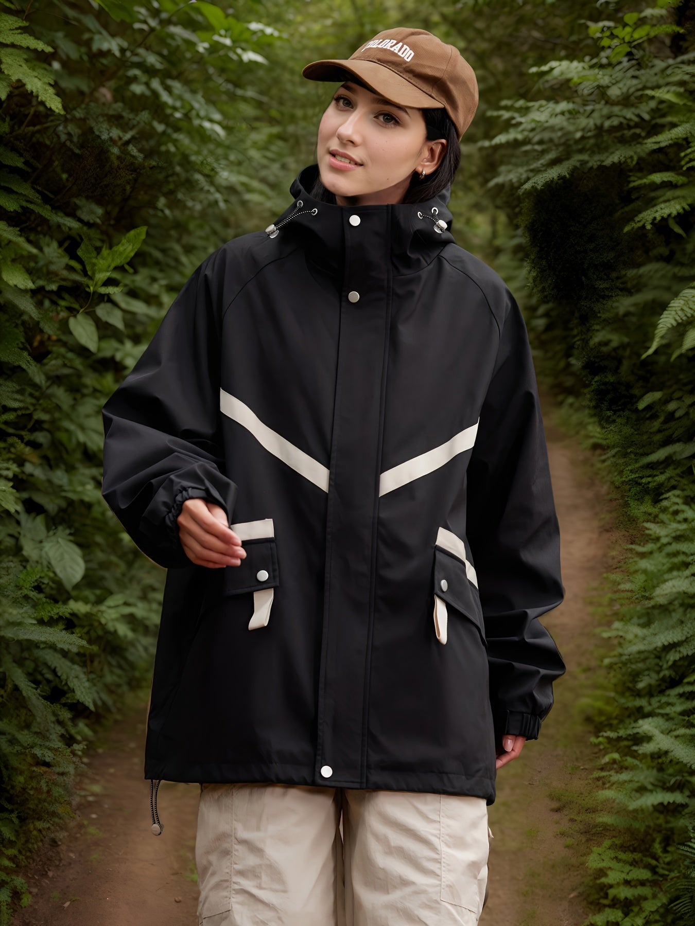 Veste imperméable à capuche pour femme