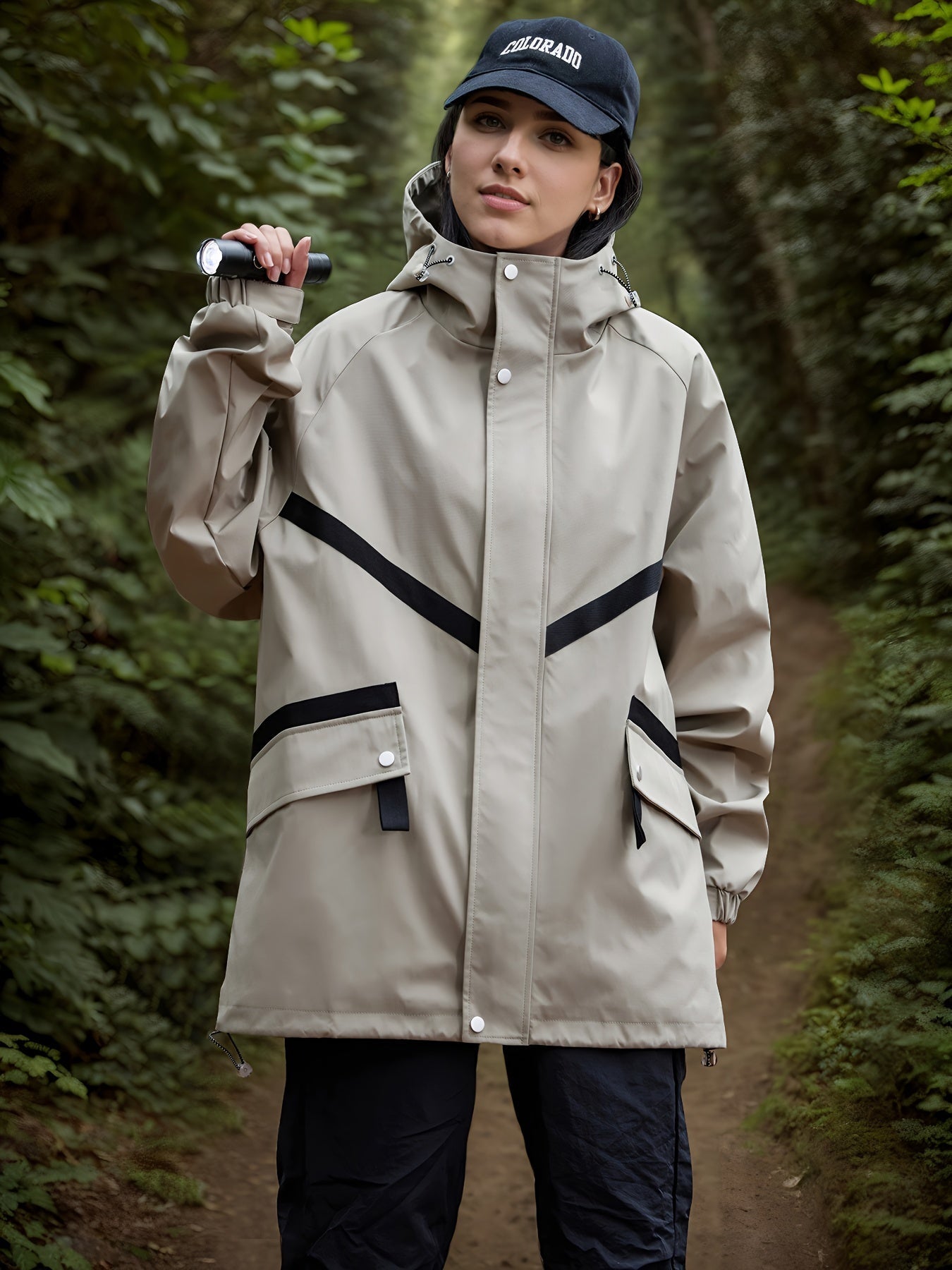 Veste imperméable à capuche pour femme
