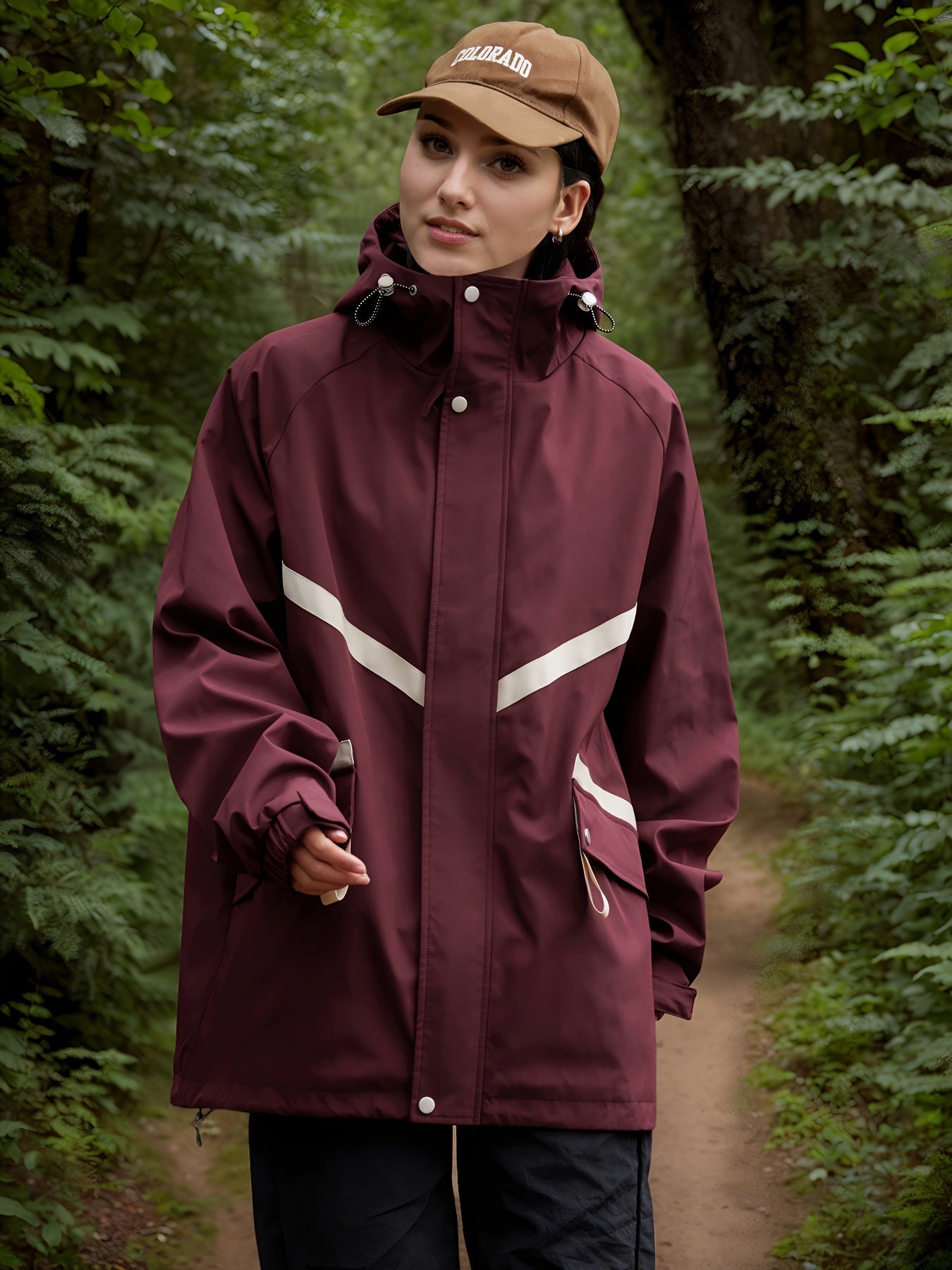 Veste imperméable à capuche pour femme