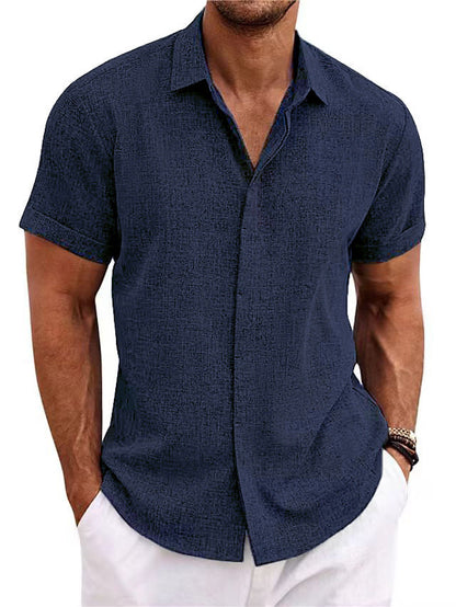 Chemise en lin à manches courtes pour homme été