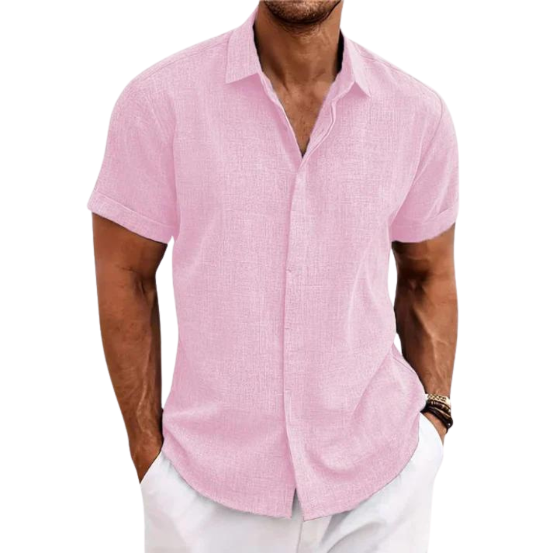 Chemise en lin à manches courtes pour homme été