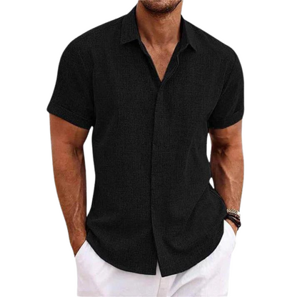 Chemise en lin à manches courtes pour homme été