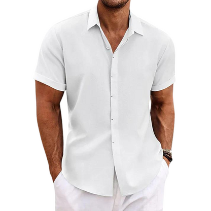 Chemise en lin à manches courtes pour homme été