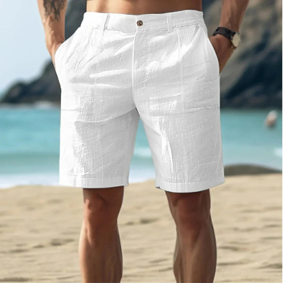 Herren Leinen Shorts Sommer - IdealeKleiden