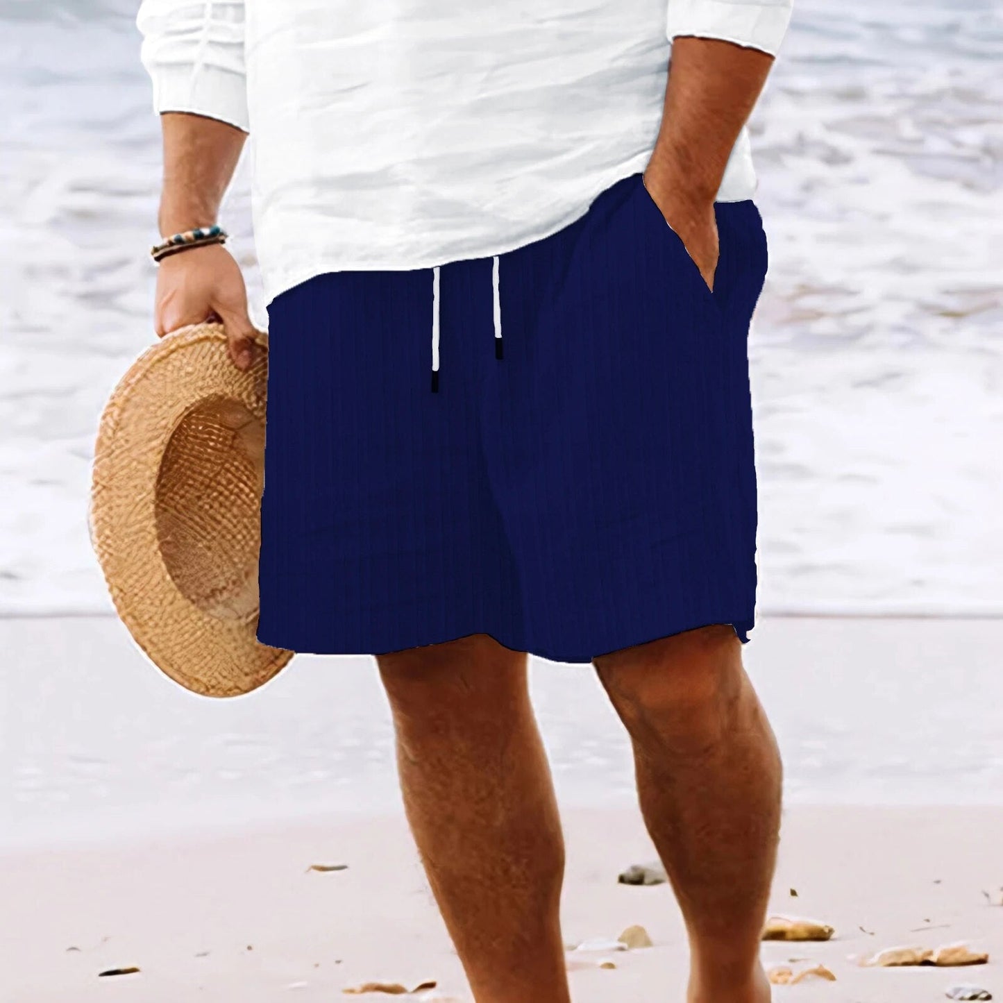 Short homme confortable effet lin