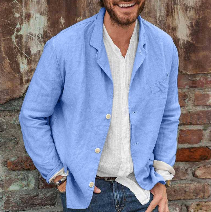 Blazer en lin homme élégant droit