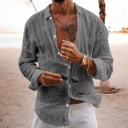 Chemise en lin homme manches longues coton élégant