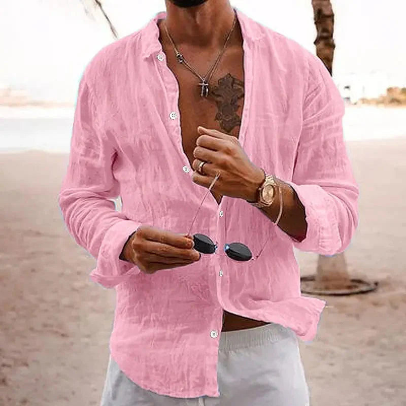 Chemise en lin homme manches longues coton élégant
