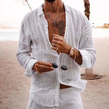 Chemise en lin homme manches longues coton élégant