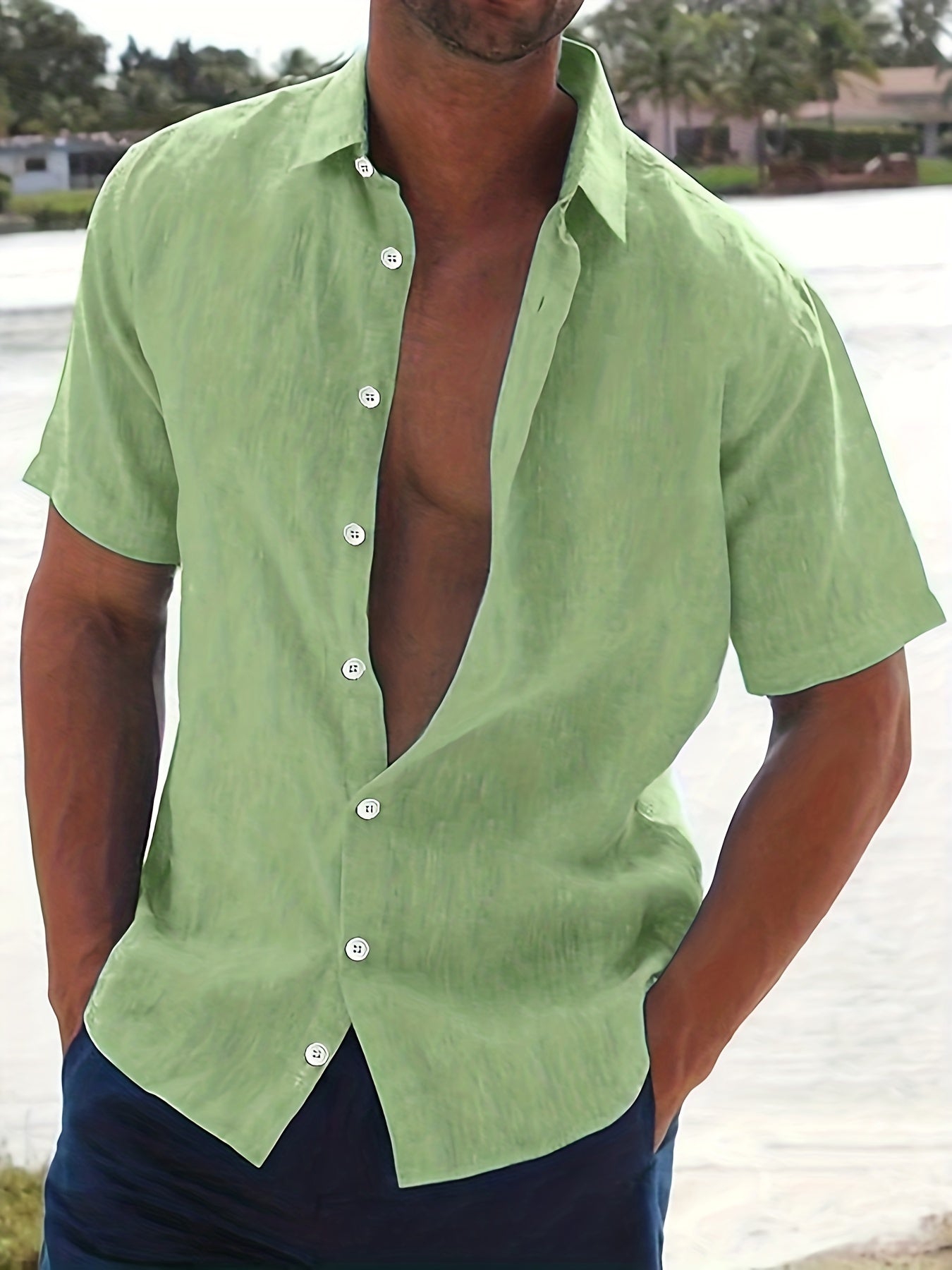 Chemise en lin manches courtes homme été