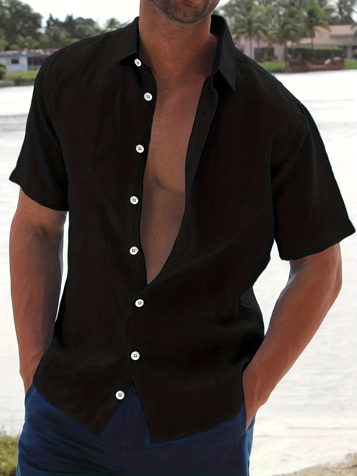 Chemise en lin manches courtes homme été