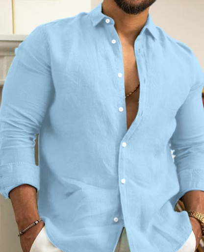 Chemise en lin homme manches longues coton
