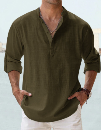 Chemise légère en coton à manches longues pour homme