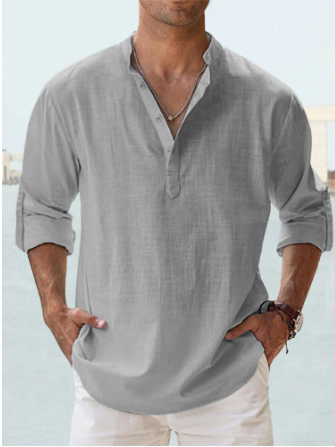 Chemise légère en coton à manches longues pour homme