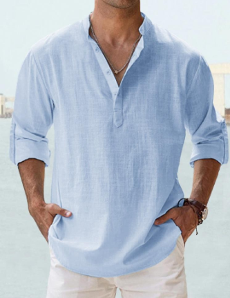 Chemise légère en coton à manches longues pour homme
