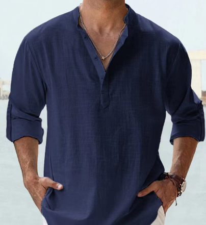Chemise légère en coton à manches longues pour homme