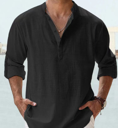 Chemise légère en coton à manches longues pour homme