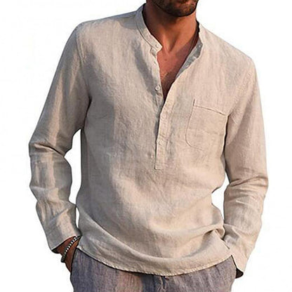 Chemise en lin légère pour homme manches longues coton