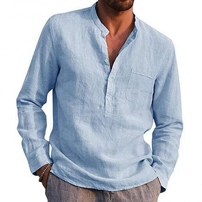 Chemise en lin légère pour homme manches longues coton
