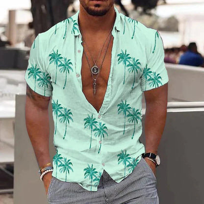 Chemise en lin à boutons manches courtes homme