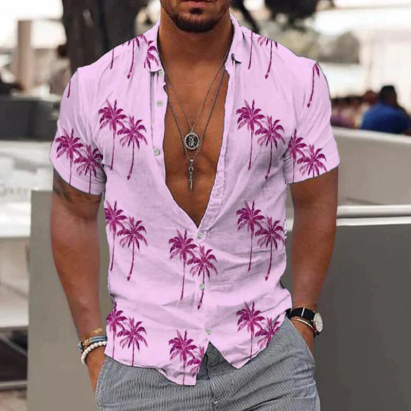 Chemise en lin à boutons manches courtes homme