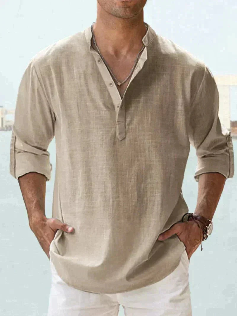 Chemise élégante en lin à manches longues pour l'été