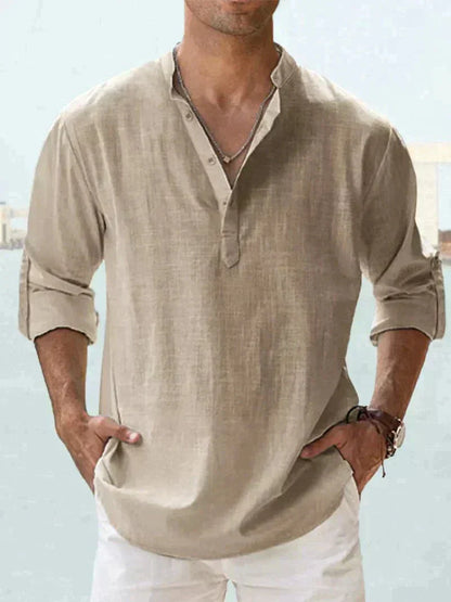 Chemise élégante en lin à manches longues pour l'été
