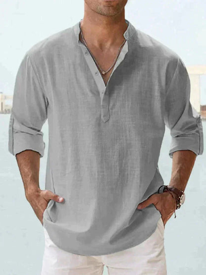 Chemise élégante en lin à manches longues pour l'été